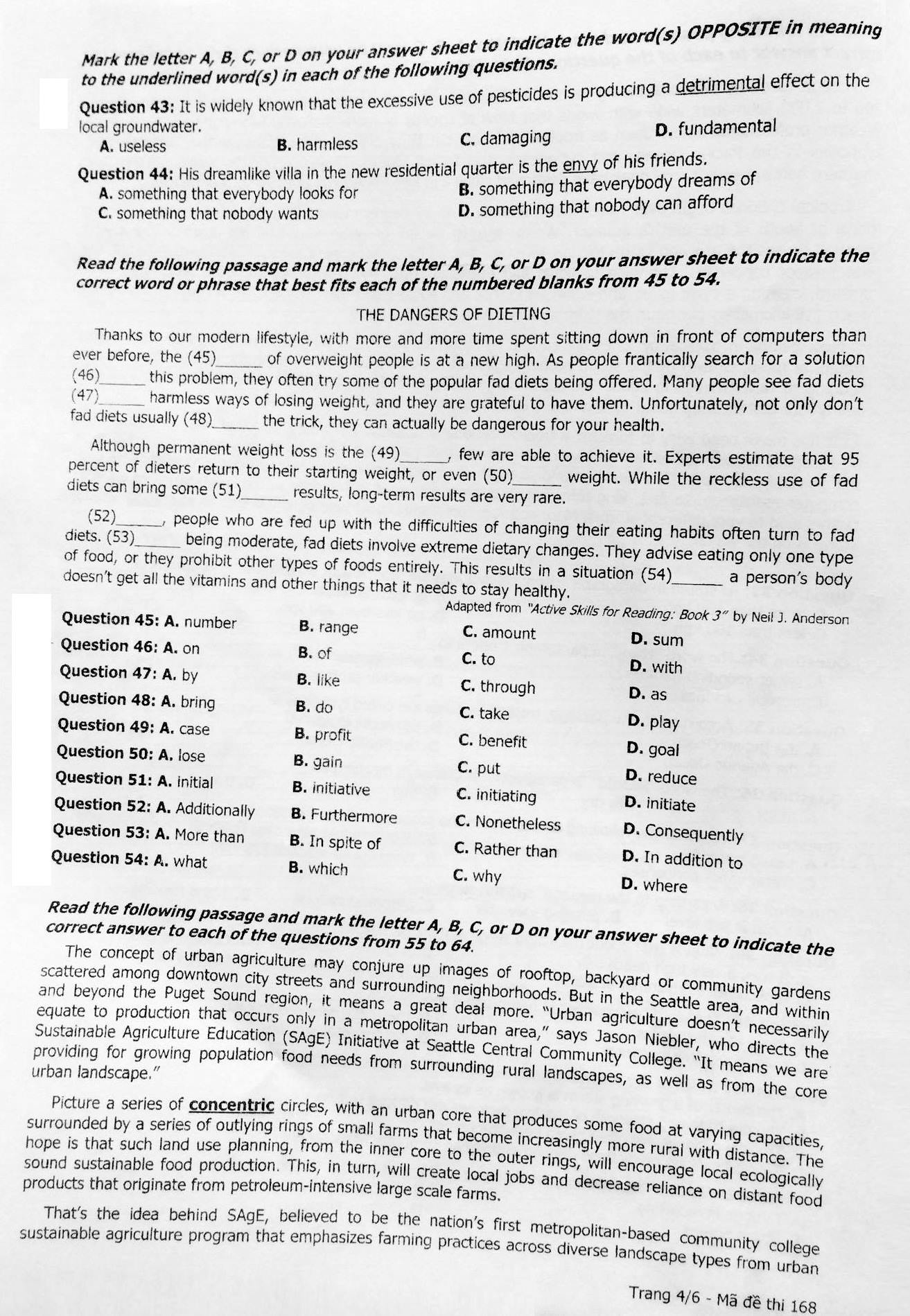 De thi Tieng Anh THPT quoc gia 2016 anh 5