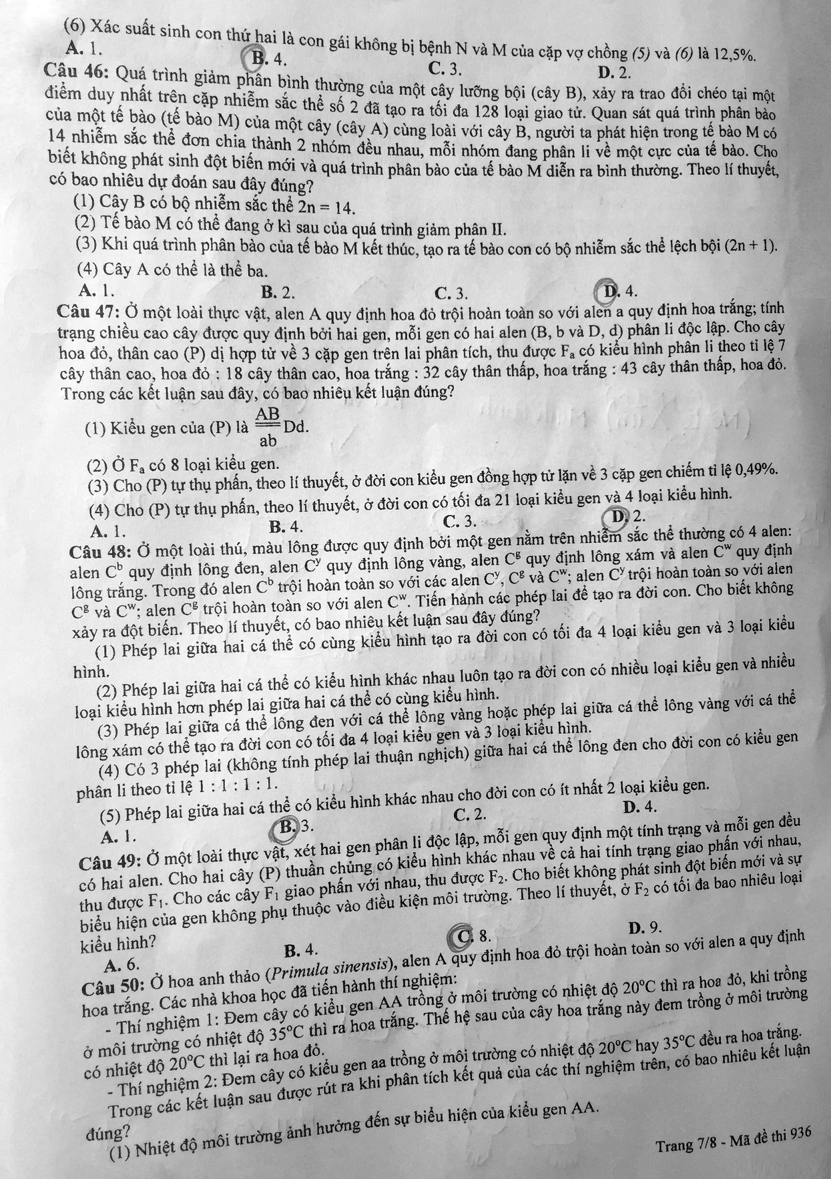 Dap an mon Sinh 2016 anh 8