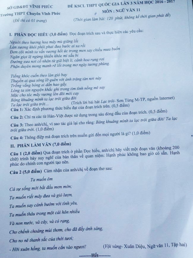 lạc trôi vào đề thi văn ảnh 1 lac troi vao de thi van anh 1