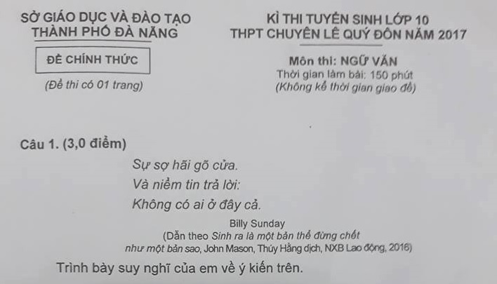 Tranh luan ve de thi Ngu van vao truong chuyen o Da Nang hinh anh