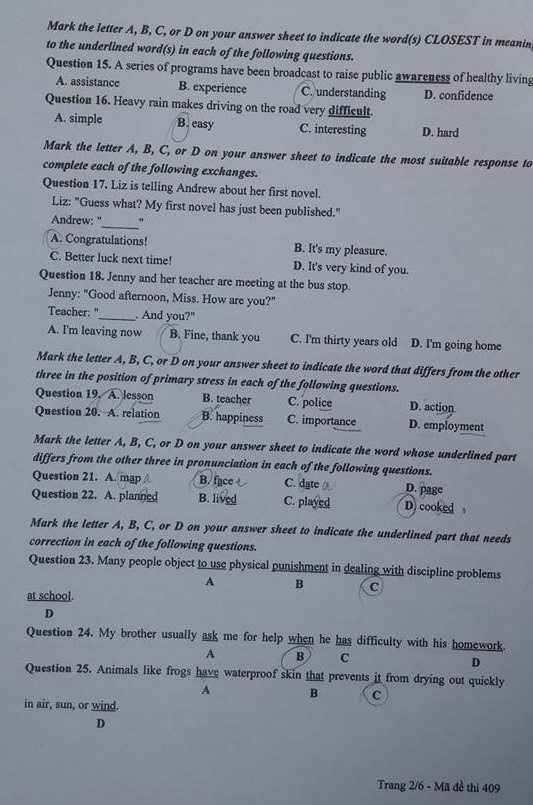 Dap an Tieng Anh 2017 anh 8