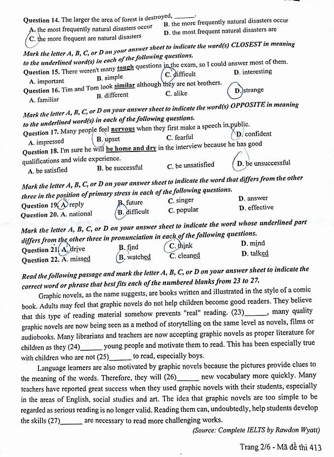 Dap an Tieng Anh 2017 anh 2