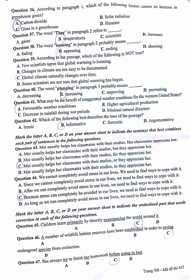 Dap an Tieng Anh 2017 anh 5