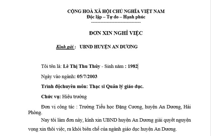 hiệu trưởng xin ra khỏi ngành  ảnh 1 hieu truong xin ra khoi nganh anh 1