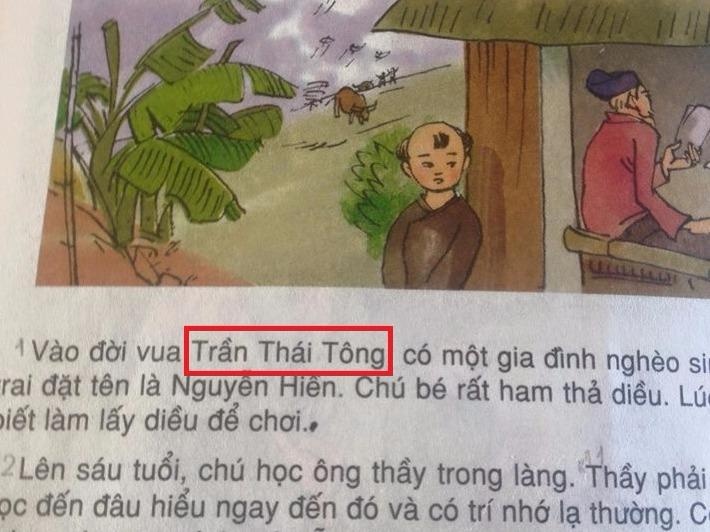 Sach giao khoa nham lan doi vua Tran Nhan Tong va Tran Thai Tong hinh anh