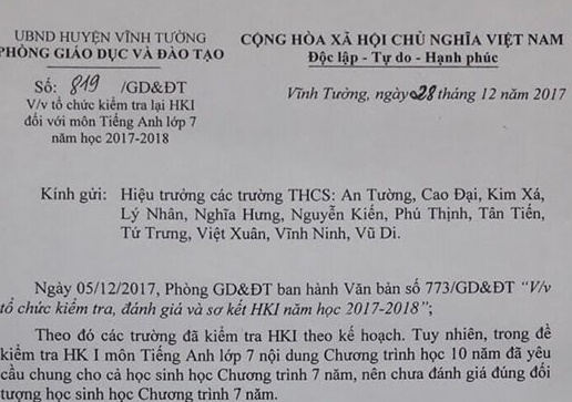 Hoc sinh 12 truong lam lai bai kiem tra vi de vuot qua chuong trinh hinh anh