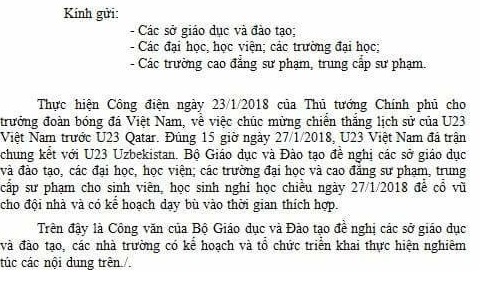 Bo GD&DT de nghi dieu tra cong van cho hoc sinh nghi hoc xem bong da hinh anh