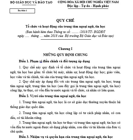 dự thảo trung tâm ngoại ngữ ảnh 1 du thao trung tam ngoai ngu anh 1