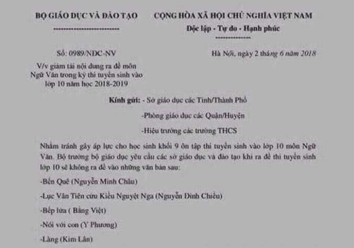 Bo GD&DT de nghi cong an dieu tra van ban gia mao ve thi lop 10 hinh anh