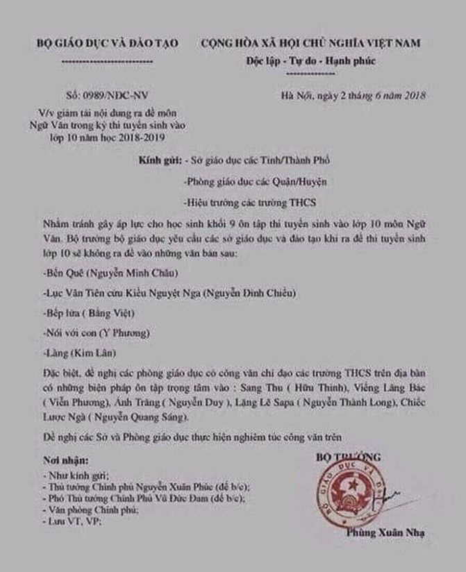 công văn giả mạo bộ gd&đt ảnh 1 cong van gia mao bo gd&dt anh 1