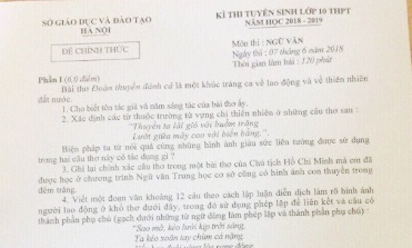 De thi Ngu van vao lop 10 lot ra ngoai sau mot tieng lam bai hinh anh
