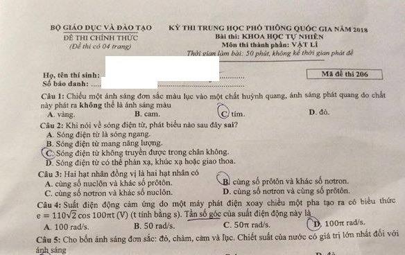 De thi Vat ly kho, nhieu thi sinh uoc tinh duoc 5 diem hinh anh