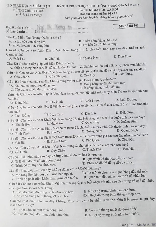 đề thi thpt quốc gia 2018 ảnh 1 de thi thpt quoc gia 2018 anh 1