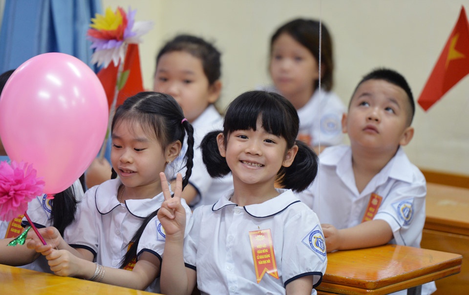 Hoc sinh tieu hoc TP.HCM dung toi da 4 quyen vo hinh anh