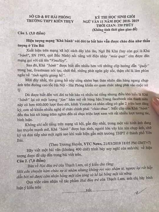 Khá Bảnh vào đề thi ảnh 1 Kha Banh vao de thi anh 1
