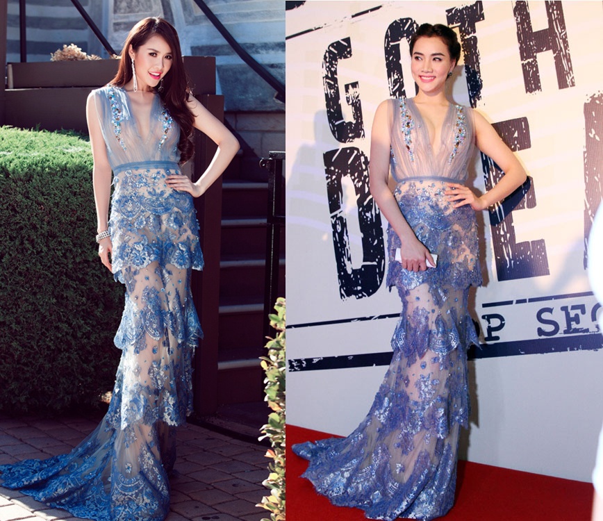 Que Van tu tin voi vay xuyen thau 'muon' cua Trang Nhung hinh anh