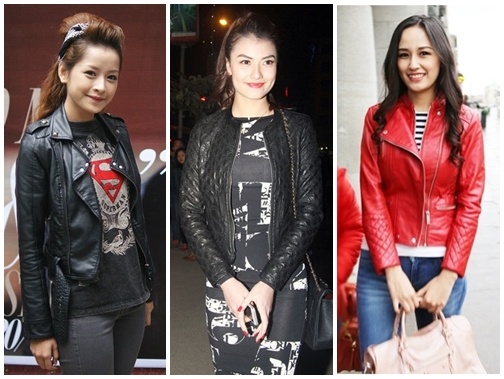 My nhan Viet do ve nam tinh voi ao biker jacket hinh anh