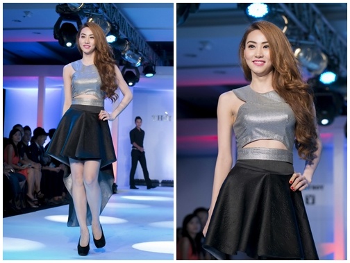 Ngan Khanh khoe da trang ngan khi lan dau lam vedette hinh anh