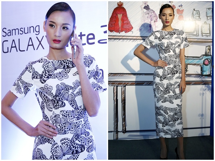 Le Thuy lot top mac dep nho vay hoa tiet buom 'dung hang' hinh anh