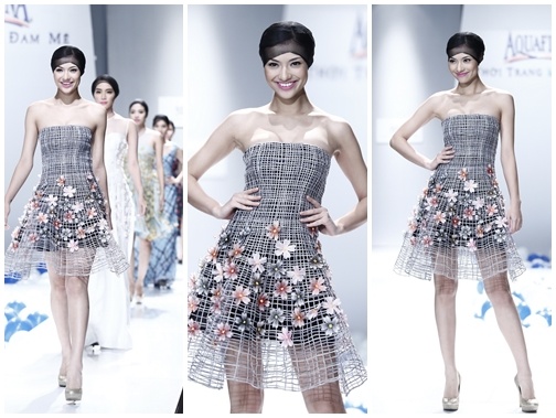 Hong Que dien vay ket hoa nhi nhanh tren san dien hinh anh