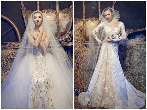 Hong Que ma mi trong vay cuoi ren xuyen thau hinh anh