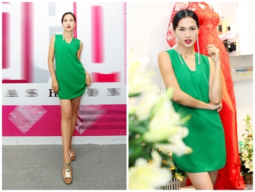 Anh Thu dien vay mini pho dien chan thon dai hinh anh