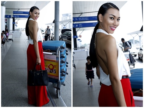 Dieu Huyen ao lung tran noi bat o san bay hinh anh