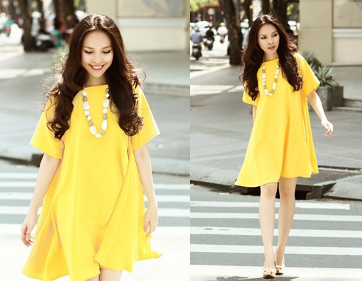 Hien Thuc vay vang noi bat tren pho dong hinh anh