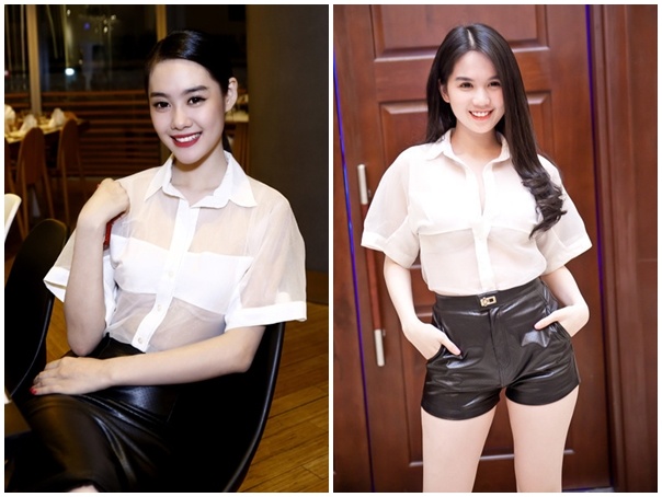 Linh Chi mac lai ao xuyen thau cua Ngoc Trinh di tiec hinh anh