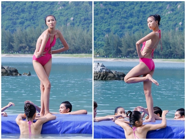 Thi sinh Next Top te nhao xuong bien khi chup anh tren phao hinh anh