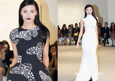 Hong Que moi tham tim lanh lung dien catwalk hinh anh