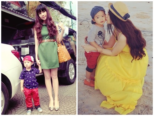 Gu thoi trang dong bo sanh dieu cua vo con Ly Hai hinh anh