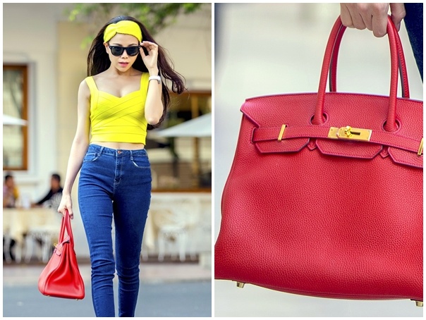 Tra Ngoc Hang xach tui Hermes 450 trieu dao pho Sai Gon hinh anh