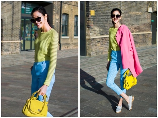 Hoang Thuy dien color block noi bat giua duong pho London hinh anh