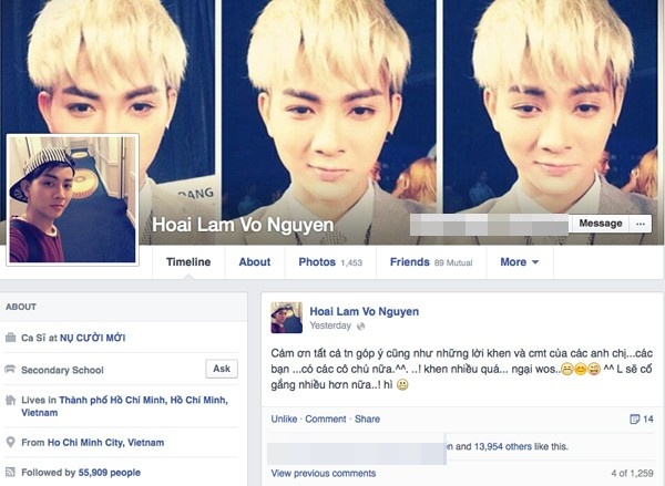 Do ít hoạt động mạng xã hội nên Fanpage cá nhân của Hoài Lâm lại khá khiêm tốn với 390176 lượt theo dõi.