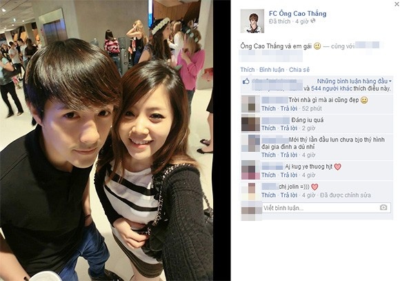 Hình ảnh Ông Cao Thắng và em gái Ông Thoại Liên được cộng đồng fan đăng tải.