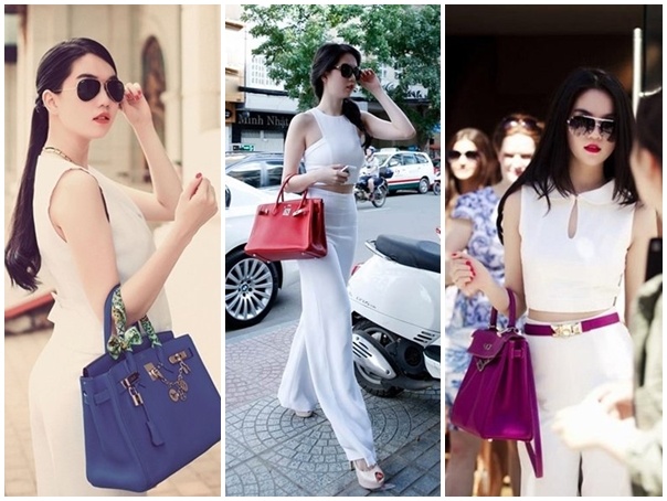 Ngọc Trinh cũng sở hữu chiếc túi thuộc dòng Kelly sang trọng có giá <abbr class=