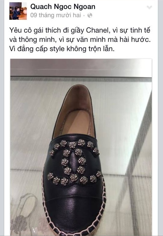 Quách Ngọc Ngoan liên tục tung hình ảnh về cuộc sống vương giả của mình với hàng hiệu đắt tiền và nhắc khéo đến “Cô gái thích đi giầy Chanel”