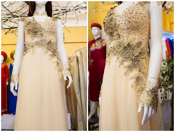 He lo 3 mau ao dai cuoi cua Truc Diem hinh anh