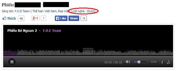 Lượt nghe của bài hát có nội dung không lành mạnh.