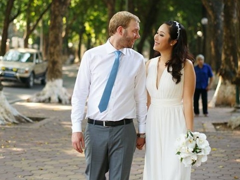 Vợ chồng Ngô Phương Lan trong ảnh cưới.