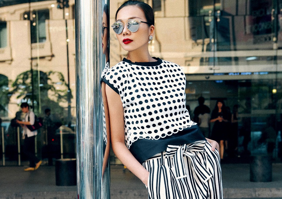 Street style ngay he sanh dieu cua Thanh Hang hinh anh