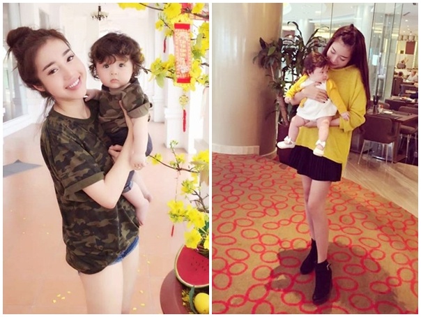 Thoi trang he sanh dieu cua cac cap me con Vbiz hinh anh
