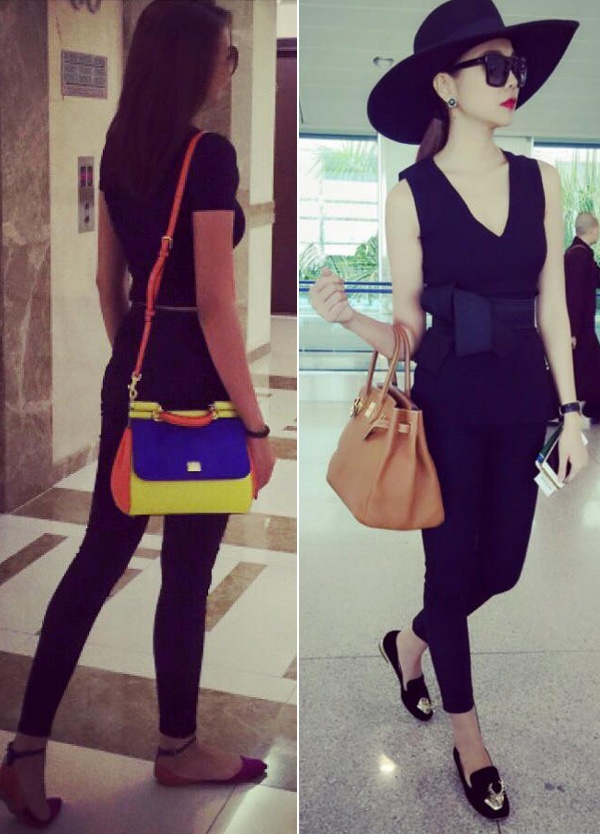 Với những độ đồ đơn sắc, thiết kế đơn giản, Thanh Hằng thường gây ấn tượng bằng những chiếc túi xách sắc màu và giày nổi bật.