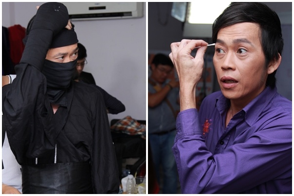 Hoai Linh tu trang diem o hau truong Hoi quan tieu lam hinh anh