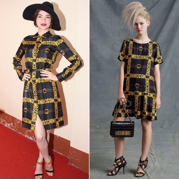 Tham gia chương trình The Remix, giọng ca Lặng thầm một tình yêu sử dụng nhiều trang phục hàng hiệu để xây dựng hình ảnh đẳng cấp. Bộ shirtdress cá tính nằm trong BST Resort 2015 của Moschino có giá 40 triệu đồng, kết hợp cùng đôi sandals của Versace có giá hơn 20 triệu đồng giúp 