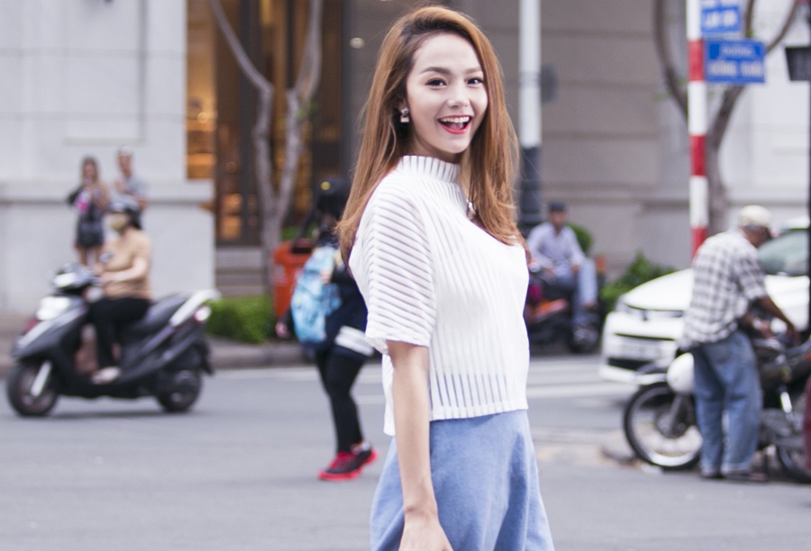 Minh Hang ngot ngao luot pho ngay cuoi tuan hinh anh