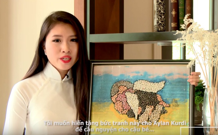 Thi sinh Hoa hau Hoan vu VN lam tranh ve cau be Syria hinh anh