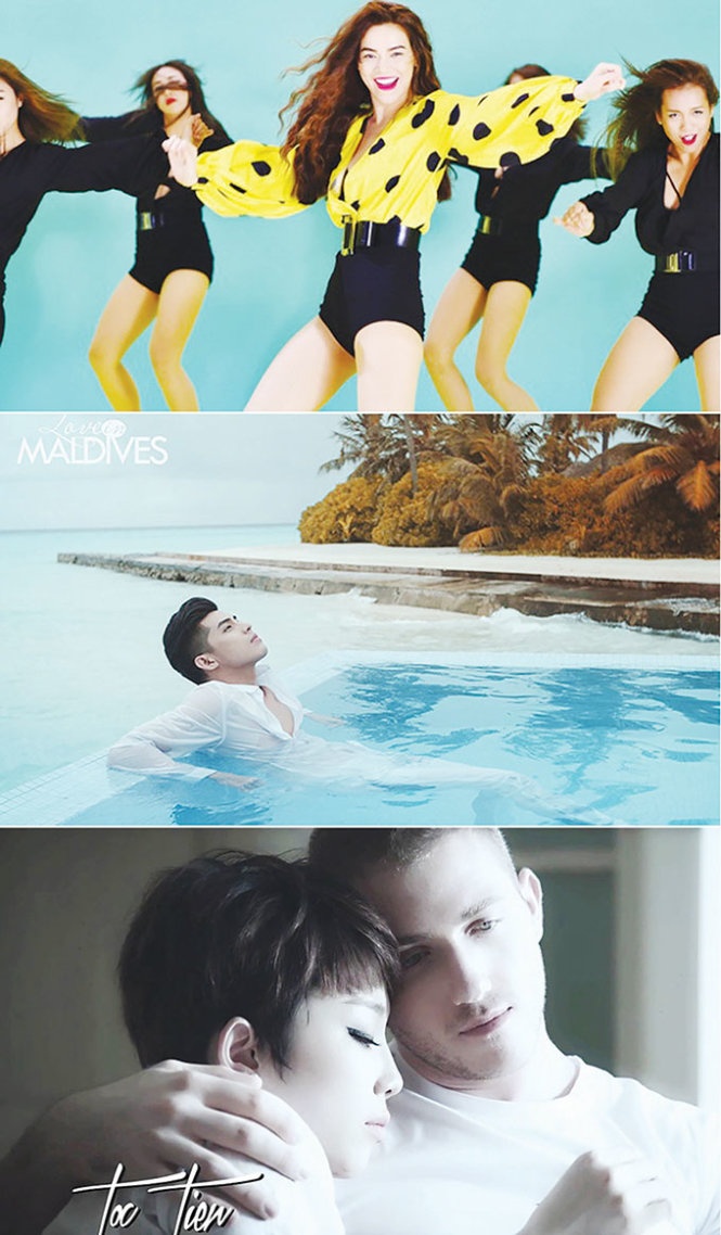 Từ trên xuống: What is love (Hồ Ngọc Hà), Love in Maldives (Noo Phước Thịnh), Tell me why (Tóc Tiên), là những MV được yêu thích trong thời gian qua - Ảnh: T.L.