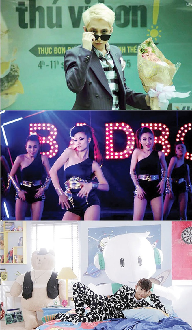 Từ trên xuống: Âm thầm bên em (Sơn Tùng M-TP), Bad boy (Đông Nhi), Yêu không nghỉ phép (Isaac) là những MV được yêu thích trong thời gian qua - Ảnh: T.L.